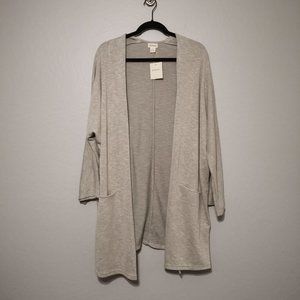 Donni Gray Cotton Ribbed Cardigan One Size NWT